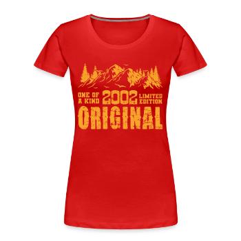 Geburtstagsgeschenk 2002 - 2002 - Frauen Premium Bio T-Shirt - Rot - Vorne - Mia (176cm)