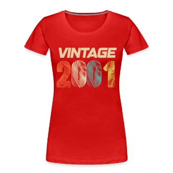 Vintage 2001 Retro - Best Seller - Women's Premium Organic T-Shirt - red - Front - Mia (176cm)