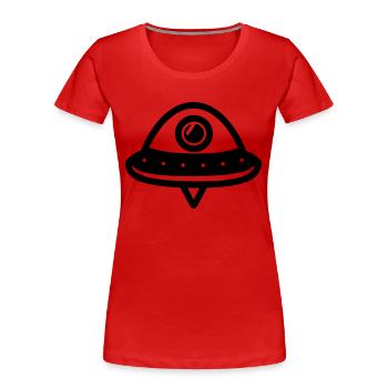 fliegende Untertasse - Frauen Premium Bio T-Shirt - Rot - Vorne - Mia (176cm)