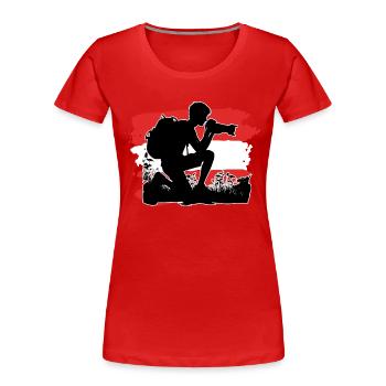 Photographe drapeau de l’Autriche - T-shirt bio Premium Femme - rouge - Devant - Mia (176cm)