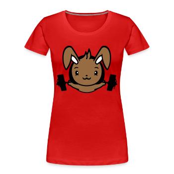 Bunny Bodybuilder Gym Muscles Strong Fitness Weight - Women's Premium Organic T-Shirt - red - Front - Mia (176cm)