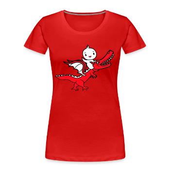 Canard Dragon rugit Assis Chevauchant Créature mythique Monstre - T-shirt bio Premium Femme - rouge - Devant - Mia (176cm)