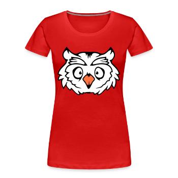 Eule Vogel Uhu Nachtvogel Schleiereule Kauz Comic - Frauen Premium Bio T-Shirt - Rot - Vorne - Mia (176cm)