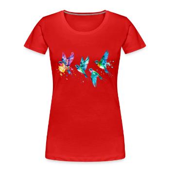 vögel,bunte vögel,fliegen, illustration,vogel - Frauen Premium Bio T-Shirt - Rot - Vorne - Mia (176cm)