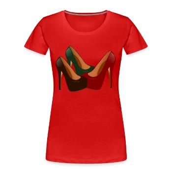 schuhe highheels schoes flipflops boots stiefel24 - Frauen Premium Bio T-Shirt - Rot - Vorne - Mia (176cm)