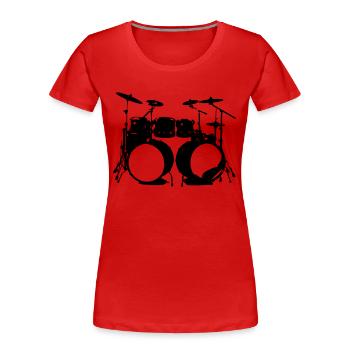 Schlagzeug, Drums, Drummer, Schlagzeuger, Musik, - Frauen Premium Bio T-Shirt - Rot - Vorne - Mia (176cm)