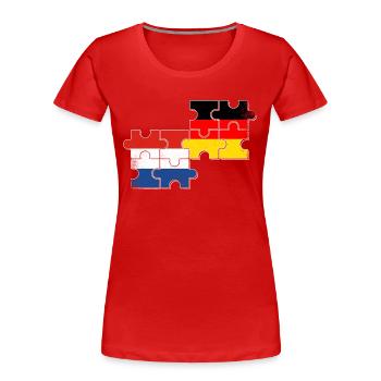 Niederlande Deutschland Niederländisch Deutsch - Frauen Premium Bio T-Shirt - Rot - Vorne - Mia (176cm)
