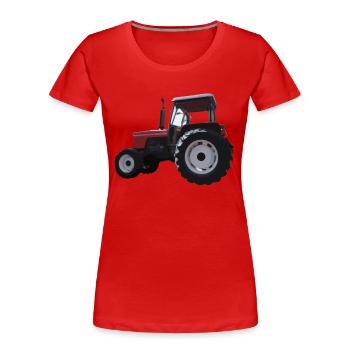 Roter Traktor Illustration Kinder Geschenkidee - Frauen Premium Bio T-Shirt - Rot - Vorne - Mia (176cm)