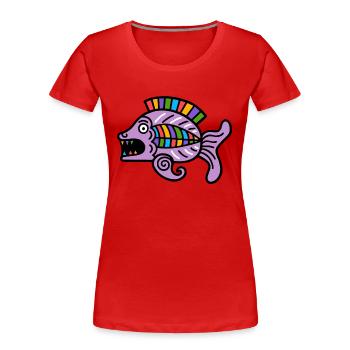 Kultur der Inkas, Fischsymbol - Frauen Premium Bio T-Shirt - Rot - Vorne - Mia (176cm)