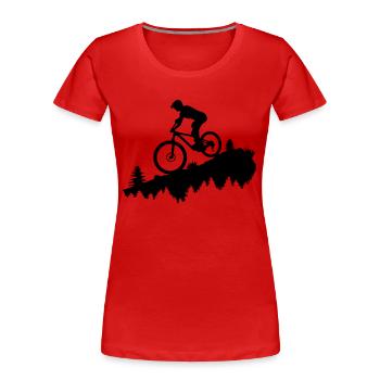 Mountain biking, downhill biking, cycling - Women's Premium Organic T-Shirt - red - Front - Mia (176cm)