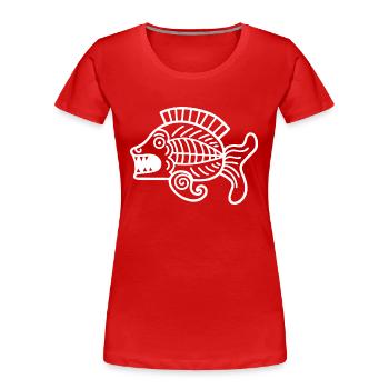 Kultur der Inkas, Fischsymbol - Frauen Premium Bio T-Shirt - Rot - Vorne - Mia (176cm)
