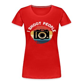 I shoot People - Frauen Premium Bio T-Shirt - Rot - Vorne - Mia (176cm)