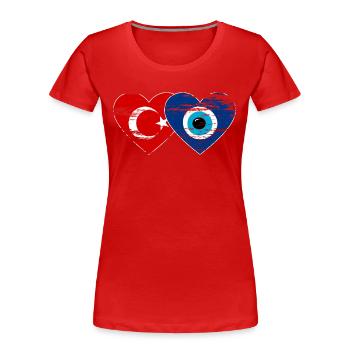 Turquie Nazarperle coeur utilisé - T-shirt bio Premium Femme - rouge - Devant - Mia (176cm)