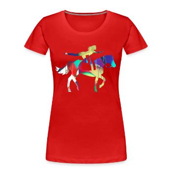 equestrian,equestrian,racing,riding,tournament riding - Women's Premium Organic T-Shirt - red - Front - Mia (176cm)