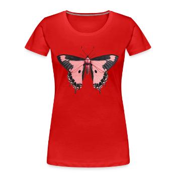 Rosa Schmetterling - Frauen Premium Bio T-Shirt - Rot - Vorne - Mia (176cm)