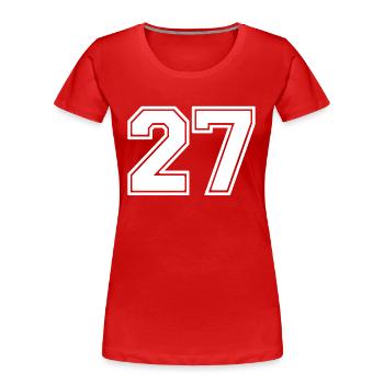 27 - T-shirt bio Premium Femme - rouge - Devant - Mia (176cm)