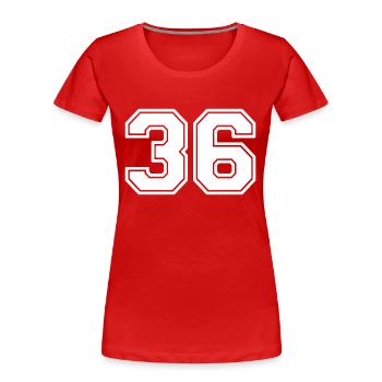 36 - T-shirt bio Premium Femme - rouge - Devant - Mia (176cm)