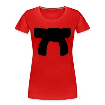 ceinture - T-shirt bio Premium Femme - rouge - Devant - Mia (176cm)