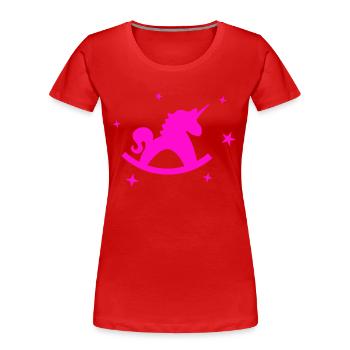 unicorn schaukelpferd - Frauen Premium Bio T-Shirt - Rot - Vorne - Mia (176cm)