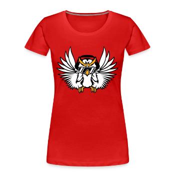 DJ Eule Sonnenbrille Kopfhörer Musik Club Party - Frauen Premium Bio T-Shirt - Rot - Vorne - Mia (176cm)