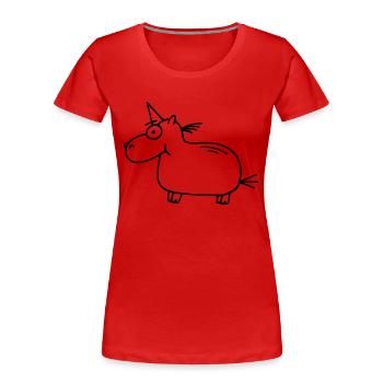happy unicorn sketch - Women's Premium Organic T-Shirt - red - Front - Mia (176cm)