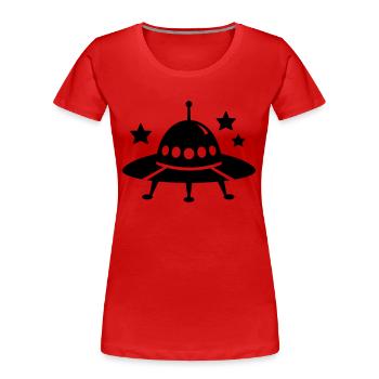 ufo - Frauen Premium Bio T-Shirt - Rot - Vorne - Mia (176cm)