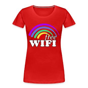 Kostenloses Regenbogen WiFi - Free Rainbow WiFi - Frauen Premium Bio T-Shirt - Rot - Vorne - Mia (176cm)