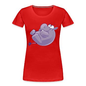 Maskotti Inge Nilpferd Yoga4 - Frauen Premium Bio T-Shirt - Rot - Vorne - Mia (176cm)