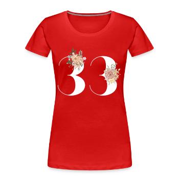 Blumen zum 33. Jahrestag (Geschenk von 33 Jahren) - Frauen Premium Bio T-Shirt - Rot - Vorne - Mia (176cm)