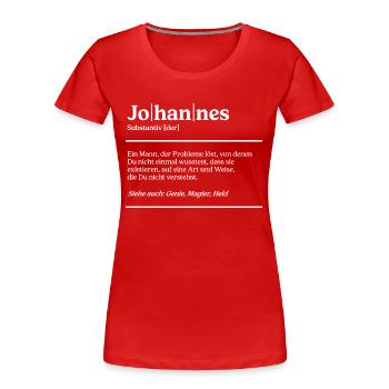 Johannes Definition Design für stolze Johannes - Frauen Premium Bio T-Shirt - Rot - Vorne - Mia (176cm)