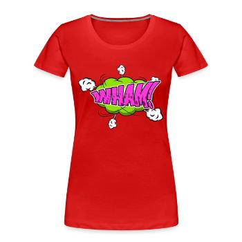 Schlag! Comic Style Bubble Graffiti Schriftzug - Frauen Premium Bio T-Shirt - Rot - Vorne - Mia (176cm)