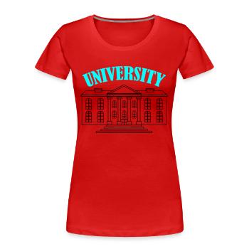University - Frauen Premium Bio T-Shirt - Rot - Vorne - Mia (176cm)