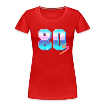 80er Jahre Achtziger Jahre Nummer Geburtstag Retro Vintage - Frauen Premium Bio T-Shirt - Rot - Vorne - Mia (176cm)