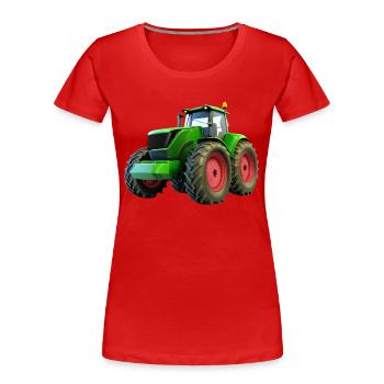 Neuer großer Traktor mit roten Felgen - Frauen Premium Bio T-Shirt - Rot - Vorne - Mia (176cm)