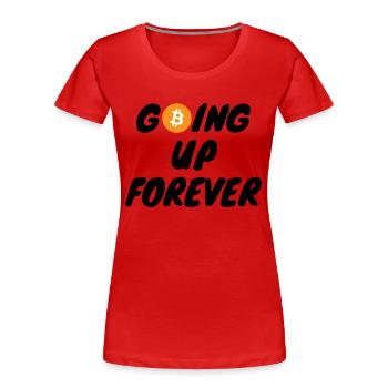 Krypto Going up forever Bitcoin BTC - Frauen Premium Bio T-Shirt - Rot - Vorne - Mia (176cm)