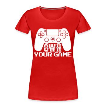 Gamer Game Play Online Computer Gaming Arcade Neon - Women's Premium Organic T-Shirt - red - Front - Mia (176cm)