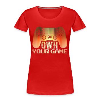 Jeu de joueur Jouer en ligne Jeux sur ordinateur Arcade Neon - T-shirt bio Premium Femme - rouge - Devant - Mia (176cm)