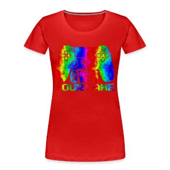 Jeu de joueur Jouer en ligne Jeux sur ordinateur Arcade Neon - T-shirt bio Premium Femme - rouge - Devant - Mia (176cm)