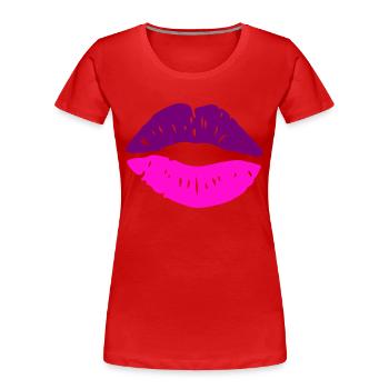 lippen kuss - Frauen Premium Bio T-Shirt - Rot - Vorne - Mia (176cm)