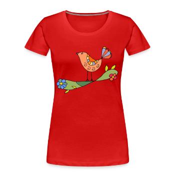 Bunter Vogel - Frauen Premium Bio T-Shirt - Rot - Vorne - Mia (176cm)