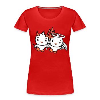 Oiseaux, Ange, Ciel, Diable, Cornes, Satan, Enfer, Mal - T-shirt bio Premium Femme - rouge - Devant - Mia (176cm)