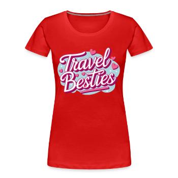 Travel Buddies – Girly Stil mit Herzchen - Frauen Premium Bio T-Shirt - Rot - Vorne - Mia (176cm)
