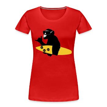 surfing monkey - Frauen Premium Bio T-Shirt - Rot - Vorne - Mia (176cm)
