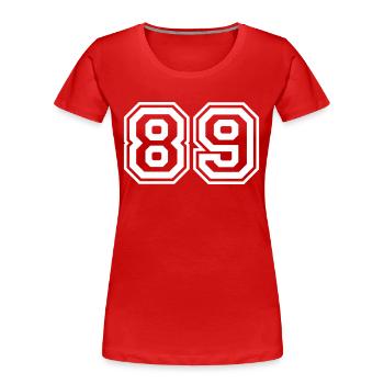 Numéro 89 - T-shirt bio Premium Femme - rouge - Devant - Mia (176cm)