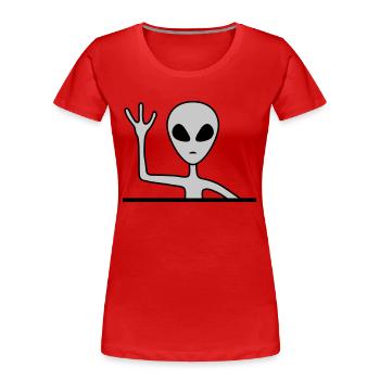 Vagues extraterrestres mâles grises - T-shirt bio Premium Femme - rouge - Devant - Mia (176cm)