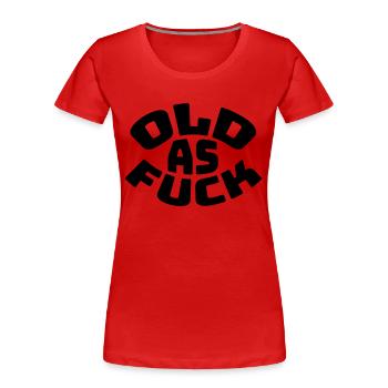 old AF Text Logo - Frauen Premium Bio T-Shirt - Rot - Vorne - Mia (176cm)