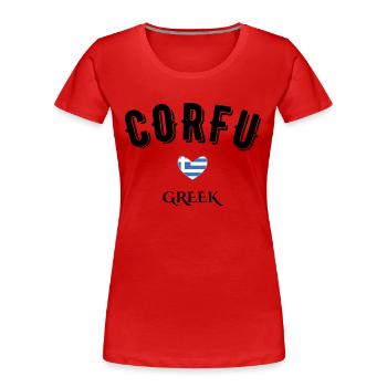 Griechisches Korfu - Frauen Premium Bio T-Shirt - Rot - Vorne - Mia (176cm)