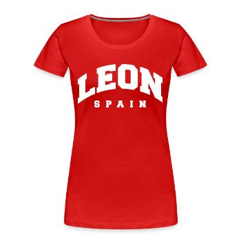 León - T-shirt bio Premium Femme - rouge - Devant - Mia (176cm)