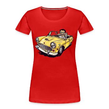 Gérard et son cabriolet jaune - T-shirt bio Premium Femme - rouge - Devant - Mia (176cm)