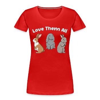 Cute rabbit design for bunny owners - Women's Premium Organic T-Shirt - red - Front - Mia (176cm)